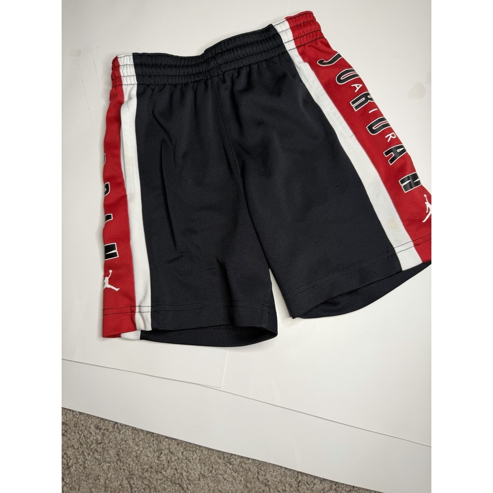 Jordan Dri-FIT Boys Mesh Athletic Shorts Size 6 Colorblock Black Red White
